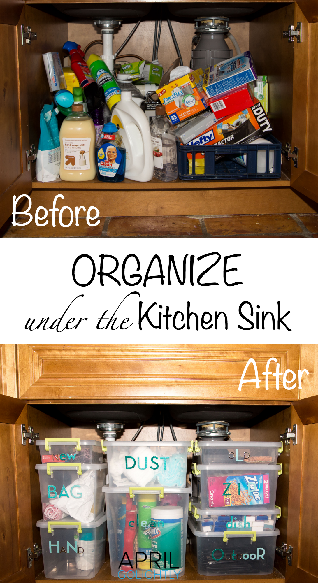 Organize under the Kitchen Sink with Finish Dishwasher Cleaner April
